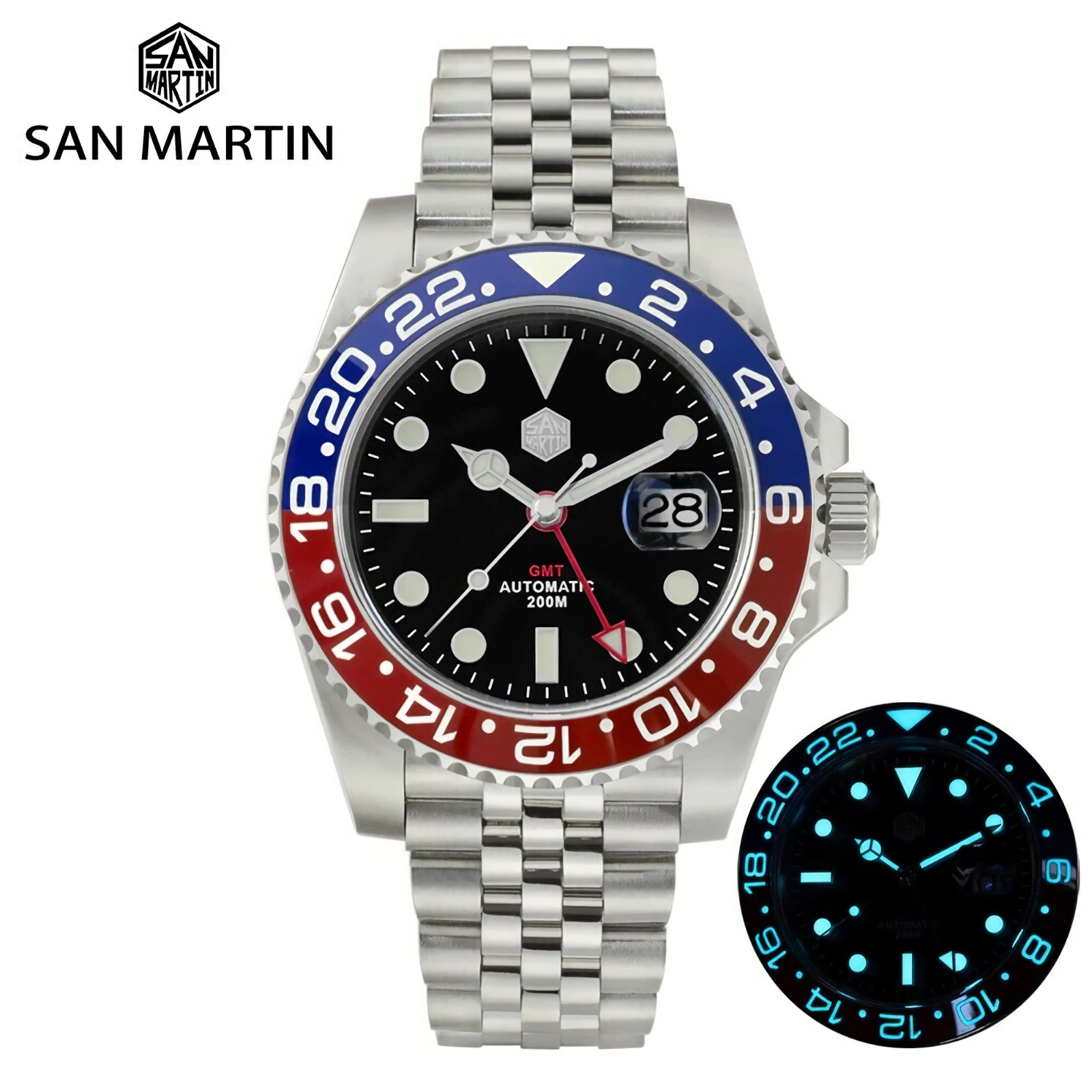 SAN MARTIN SN015 G GMT V2 Automatic Stainless Steel 40.5mm 20ATM