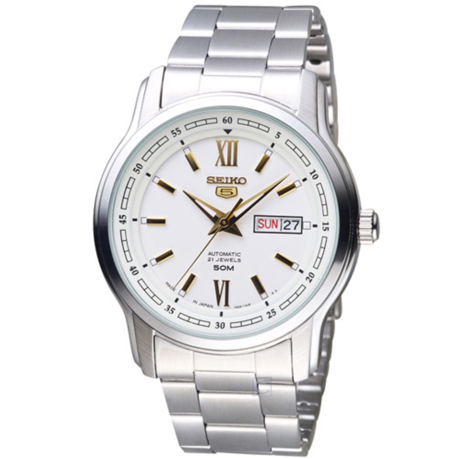 SEIKO 5 SNKP15 SNKP15J1 21 Jewels 42 mm White Dial Automatic Men's ...