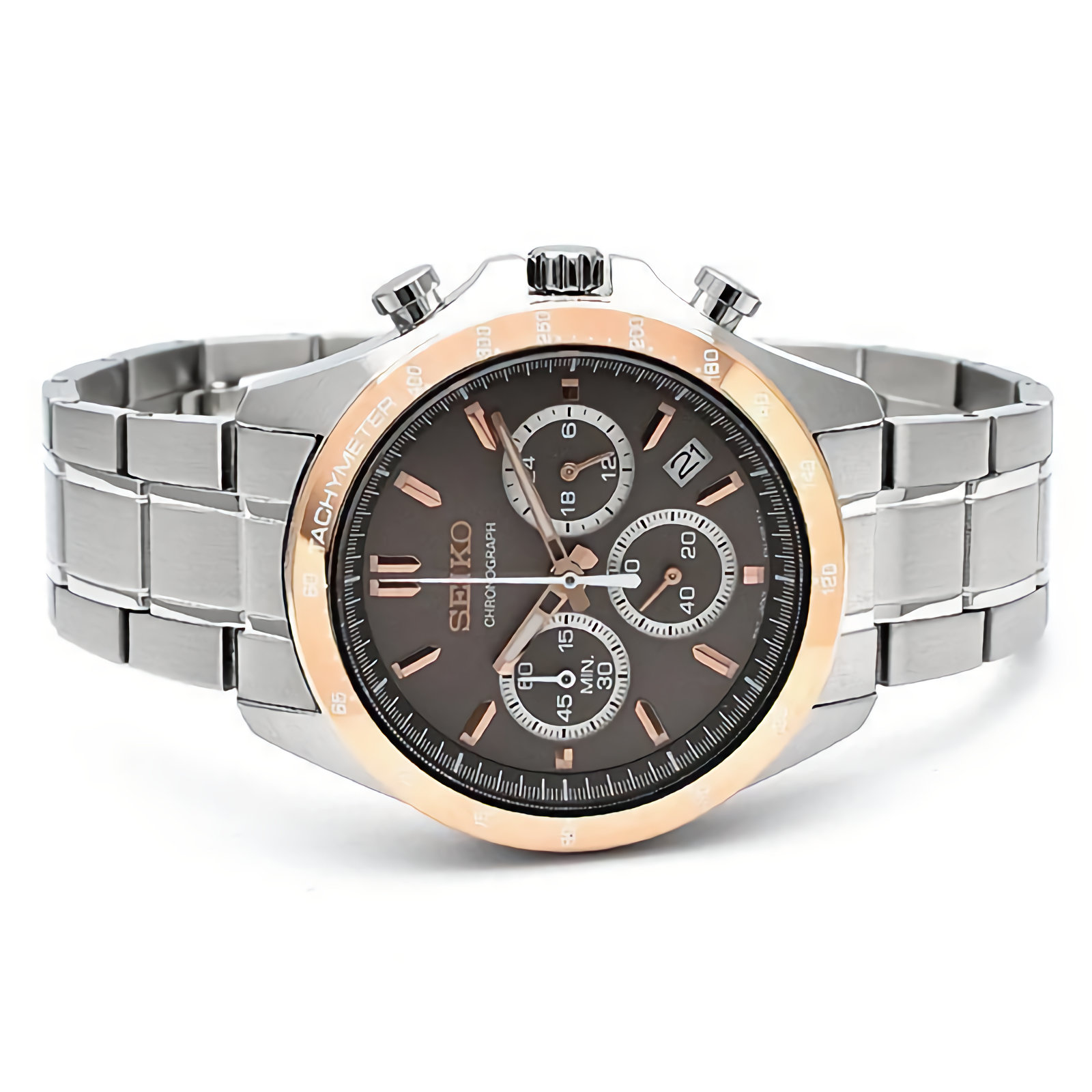 SEIKO SPIRIT SBTR026 Brown Dial Chronograph Stainless Steel Men s