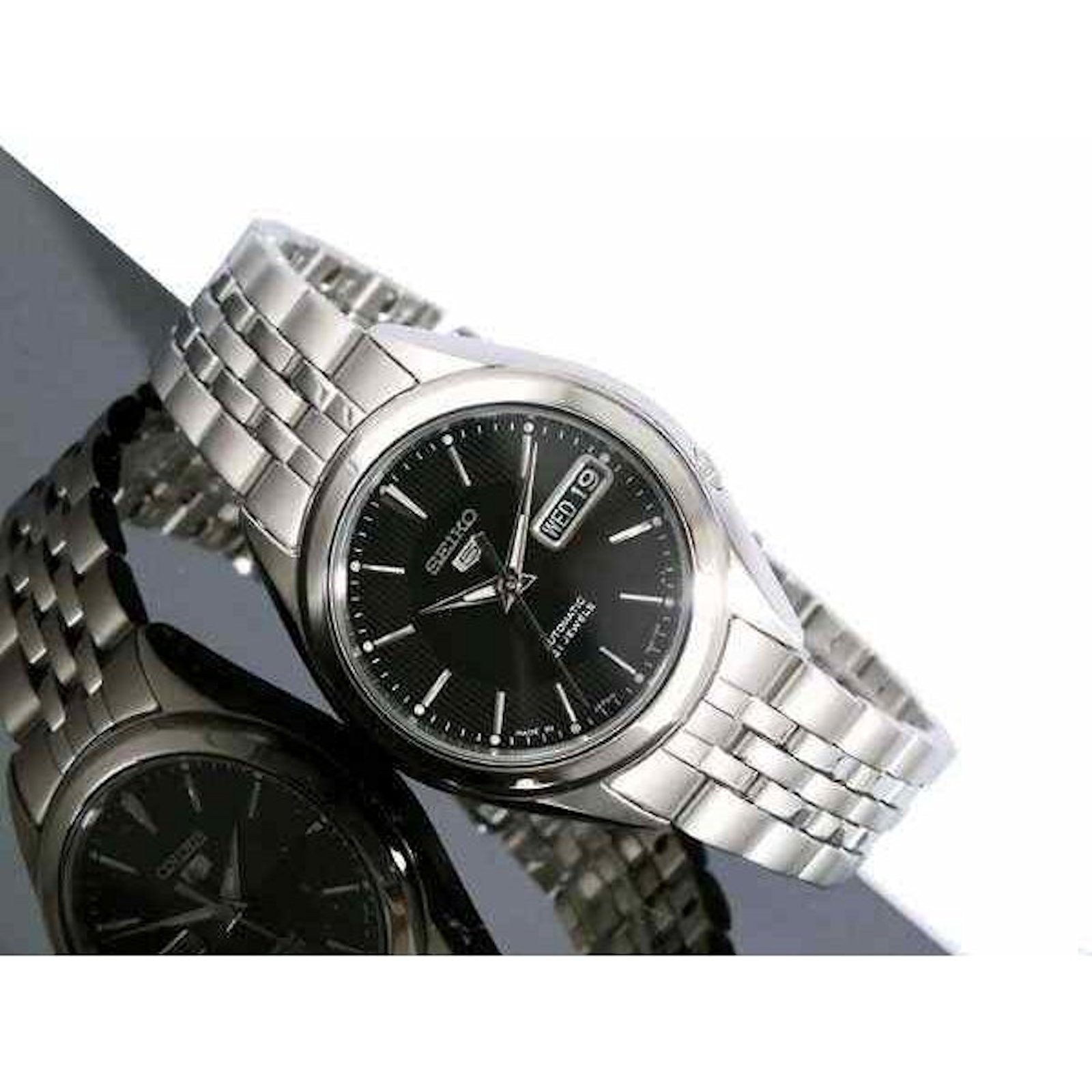 SEIKO 5 SNKL23K1 SNKL23 Automatic 21 Jewels Black Dial Stainless Steel ...