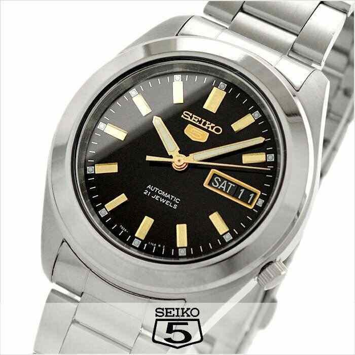 SEIKO 5 SNKM67K1 SNKM67 Automatic 21 Jewels Black Dial Stainless Steel ...